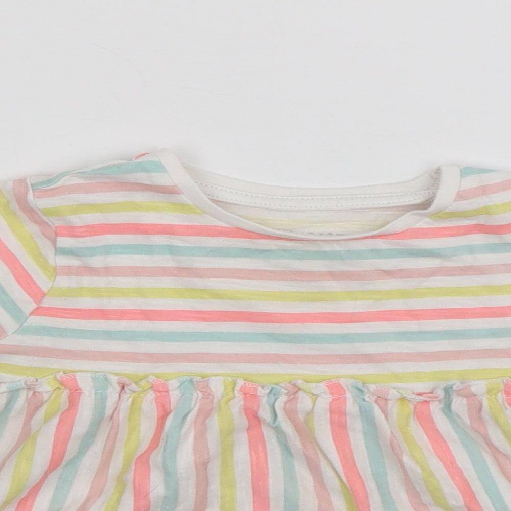 F&F Girls Multicoloured Striped  T-Shirt Dress  Size 12-18 Months