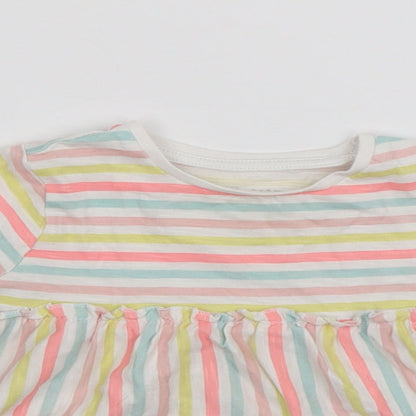 F&F Girls Multicoloured Striped  T-Shirt Dress  Size 12-18 Months
