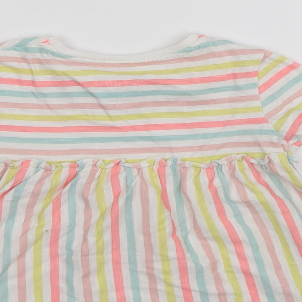 F&F Girls Multicoloured Striped  T-Shirt Dress  Size 12-18 Months