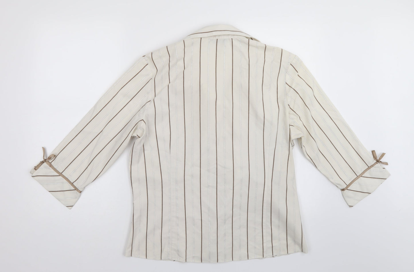 Papaya Womens Ivory Striped  Basic Button-Up