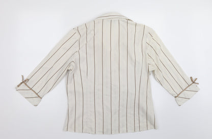 Papaya Womens Ivory Striped  Basic Button-Up