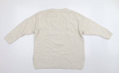 George Womens White Argyle/Diamond  Pullover Jumper Size L