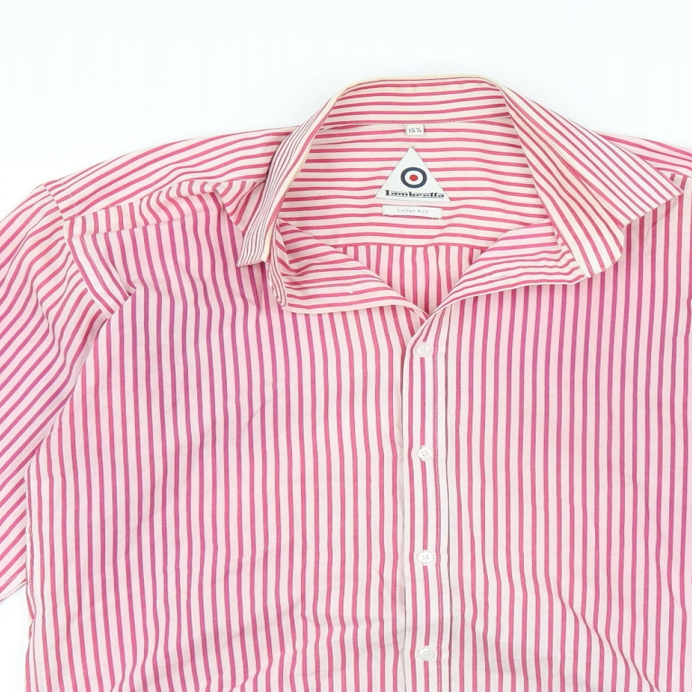 Mens UK Size 15.5 Lambretta Pink  Button-Up Long Sleeve Casual Shirt