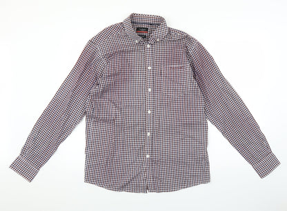 Mens UK Size M PIERE CANDIN Red  Button-Up Long Sleeve Casual Shirt