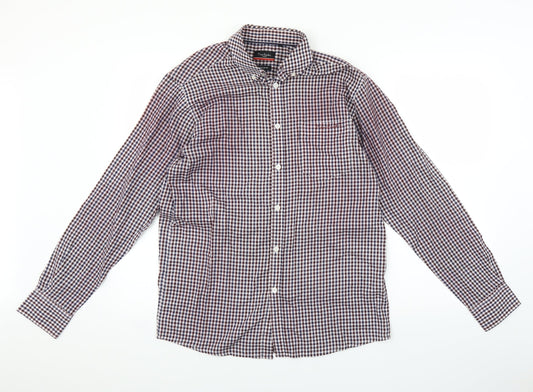 Mens UK Size M PIERE CANDIN Red  Button-Up Long Sleeve Casual Shirt