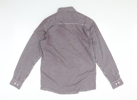 Mens UK Size M PIERE CANDIN Red  Button-Up Long Sleeve Casual Shirt