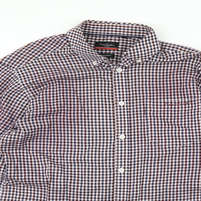 Mens UK Size M PIERE CANDIN Red  Button-Up Long Sleeve Casual Shirt