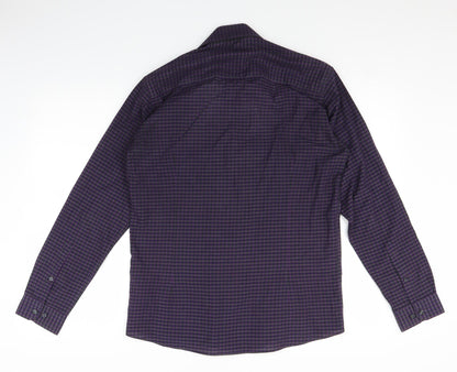 Cedar Wood State Mens Purple Check   Button-Up Size 15.5