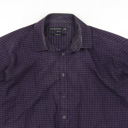 Cedar Wood State Mens Purple Check   Button-Up Size 15.5