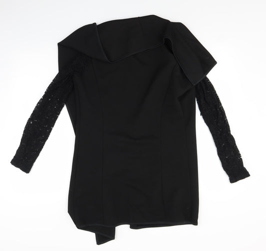 QED London Womens Black   Jacket Coatigan Size M  - Lace Sleeve