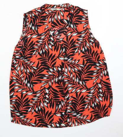 TU Womens Orange Floral  Basic Blouse Size 10