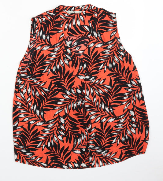 TU Womens Orange Floral  Basic Blouse Size 10
