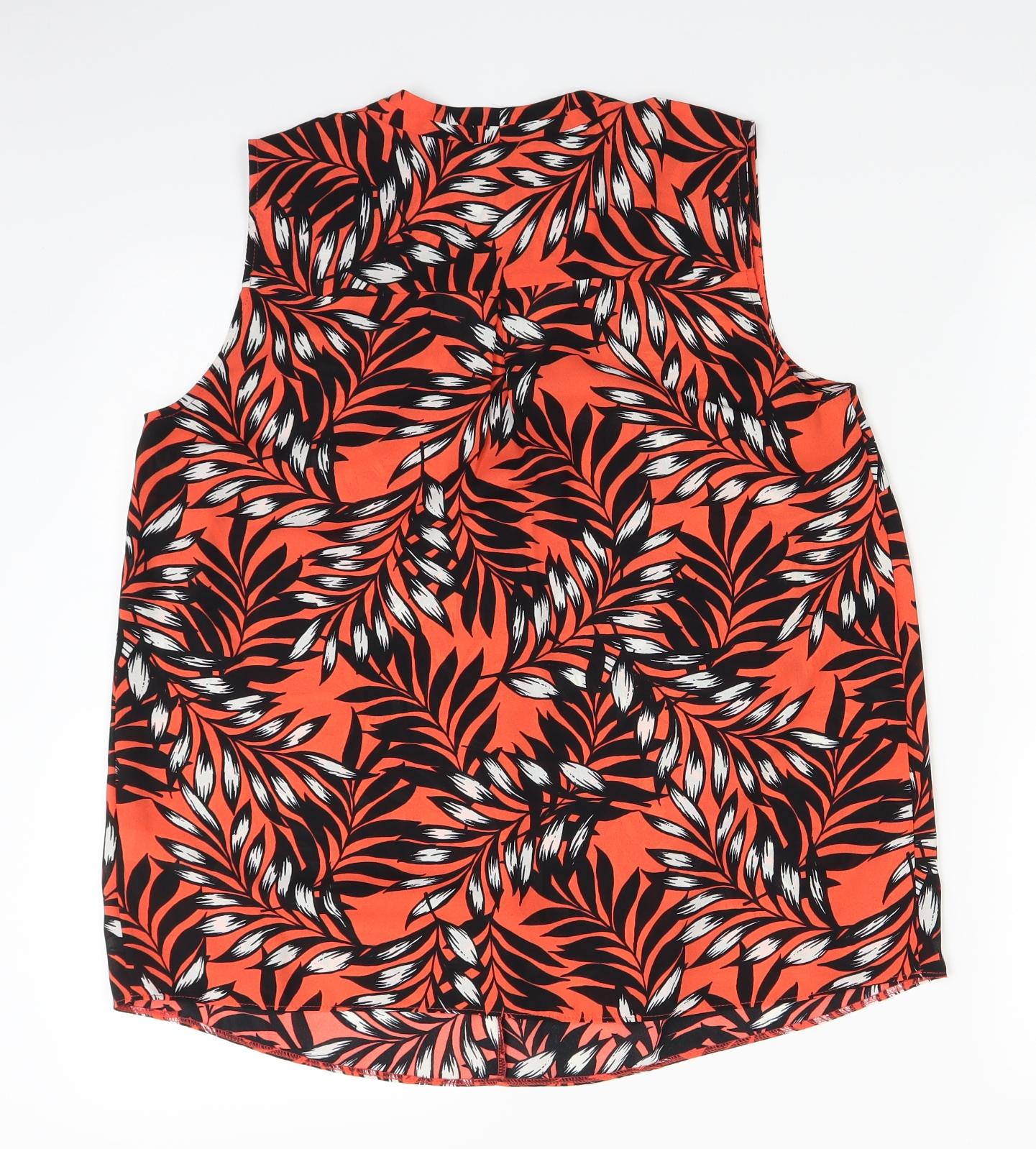 TU Womens Orange Floral  Basic Blouse Size 10