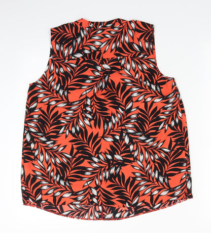 TU Womens Orange Floral  Basic Blouse Size 10