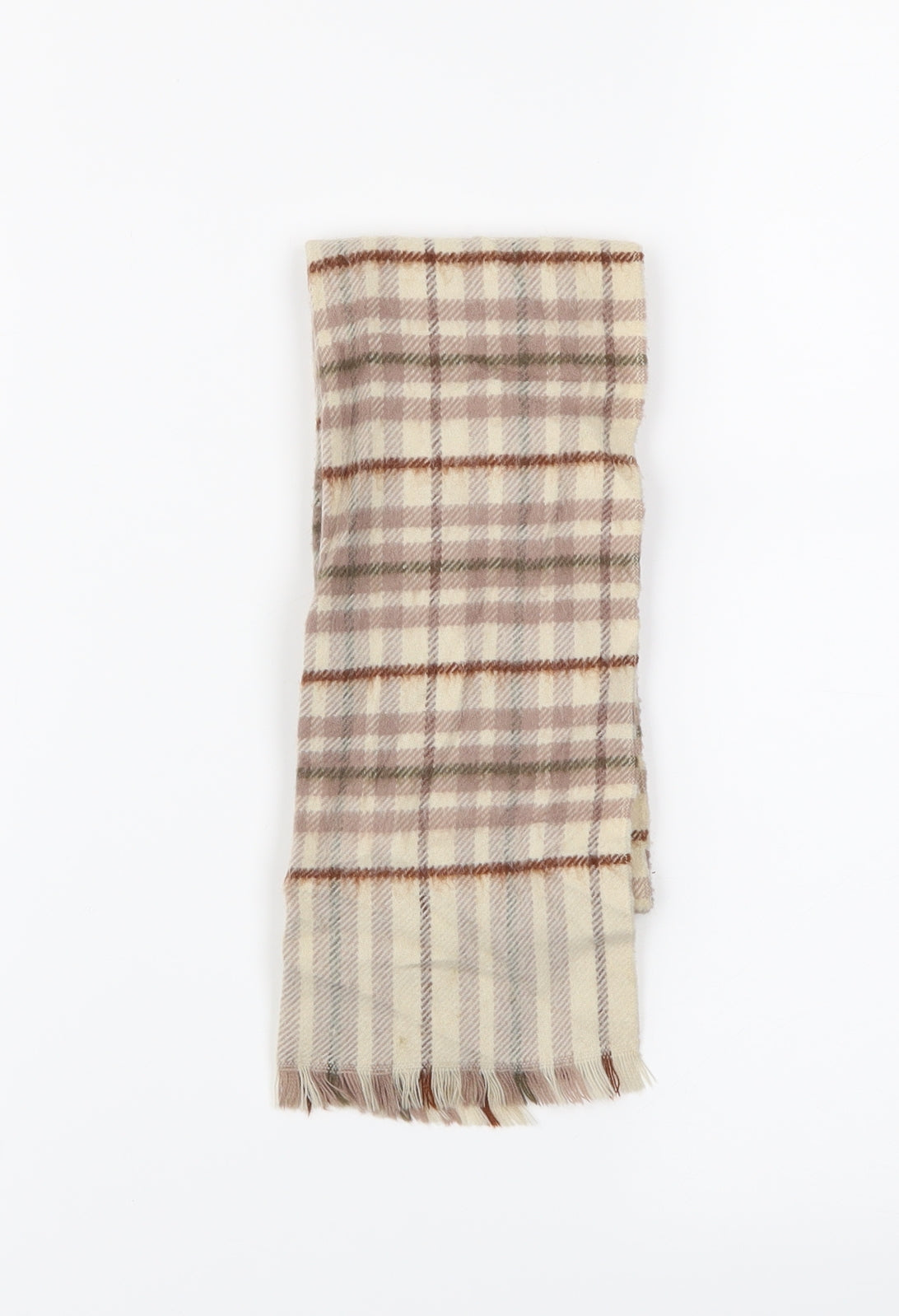Preworn Girls Beige Plaid  Scarf Scarves & Wraps One Size
