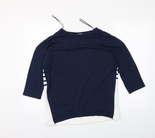 TU Womens Blue Striped  Tunic Polo Size 12