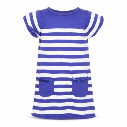 Preworn Girls Blue Striped  Tunic Jumper Size 2 Years