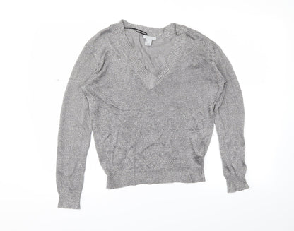 Womens UK Size S H&M Silver Tunic Blouse