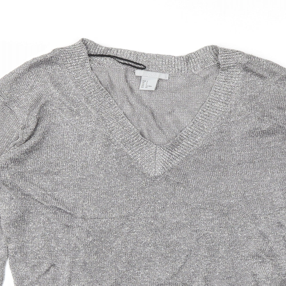 Womens UK Size S H&M Silver Tunic Blouse