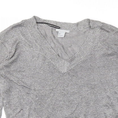 Womens UK Size S H&M Silver Tunic Blouse