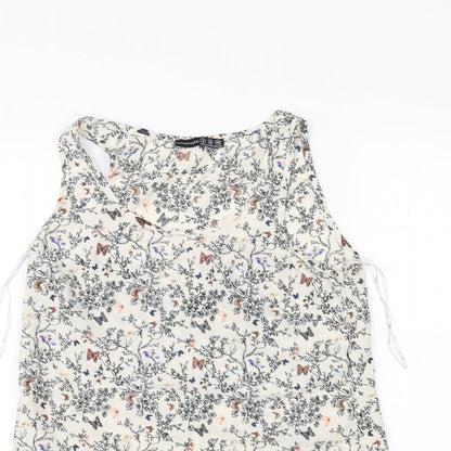 Atmosphere Womens White Floral  Basic Tank Size 6