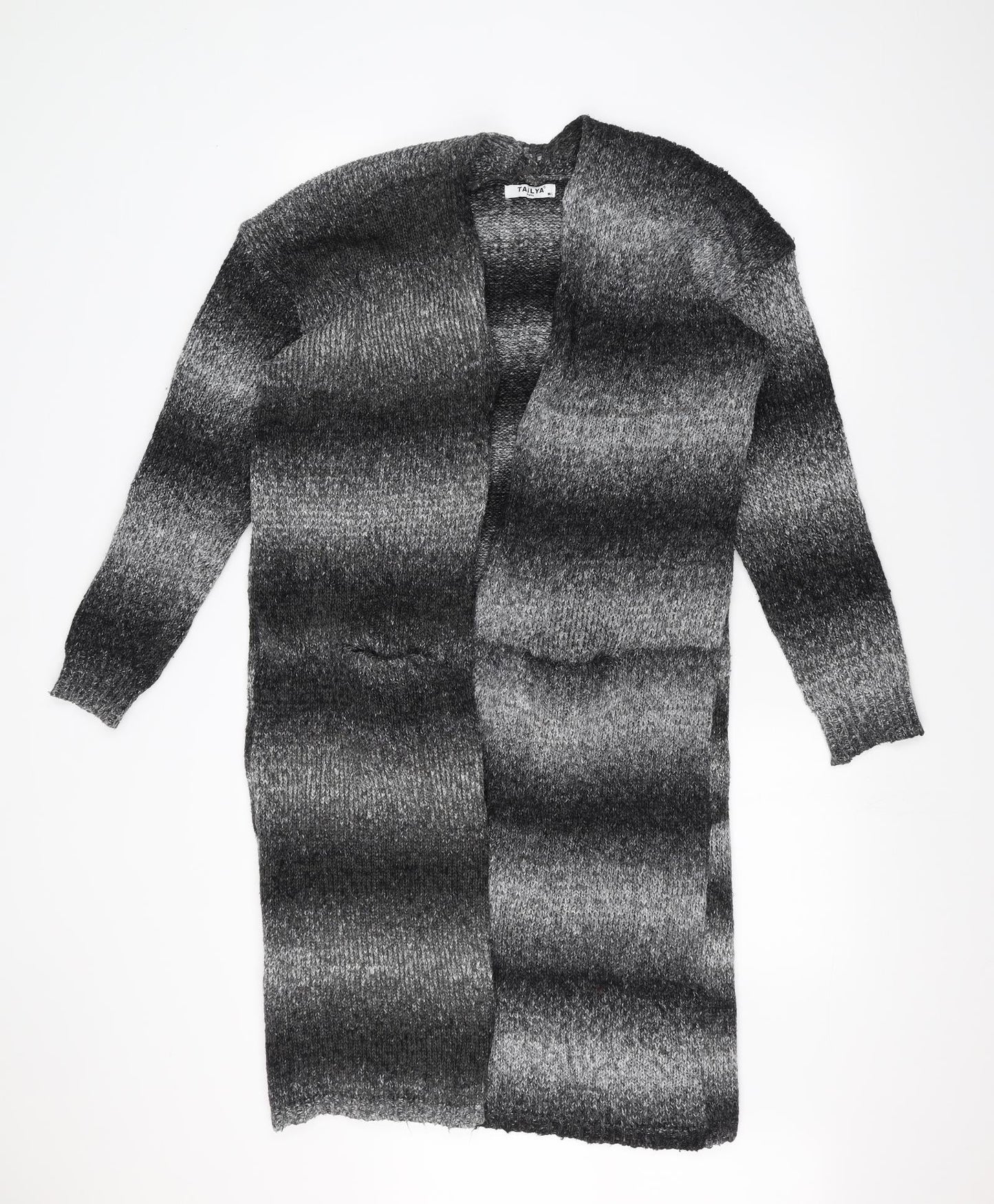 Tailya Womens Black Striped  Jacket Coatigan Size M