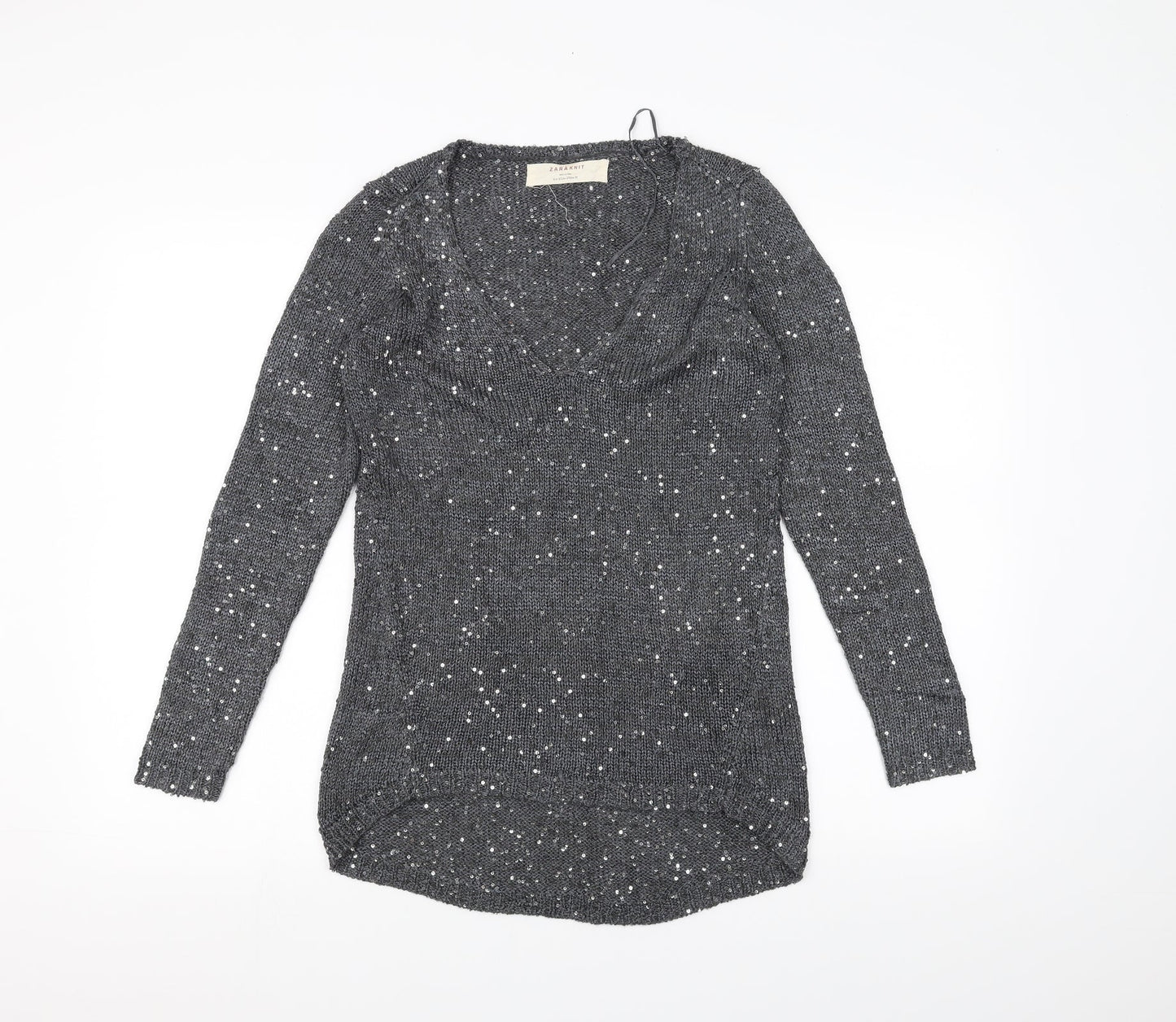 Zara Knit Womens Grey  Knit Pullover Jumper Size S