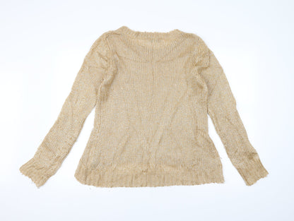 Dorothy Perkins Womens Gold  Knit Pullover Jumper Size M