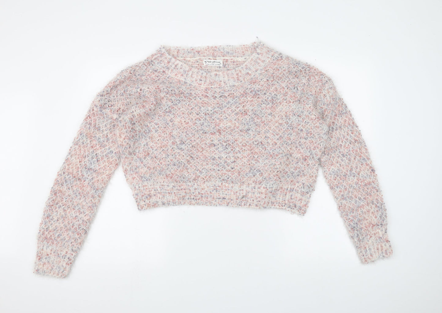 Made with love Womens White  Knit Pullover Jumper Size XL