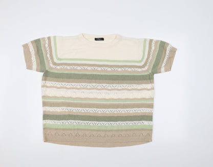 Bonmarché Womens White Striped Pullover Jumper Size M