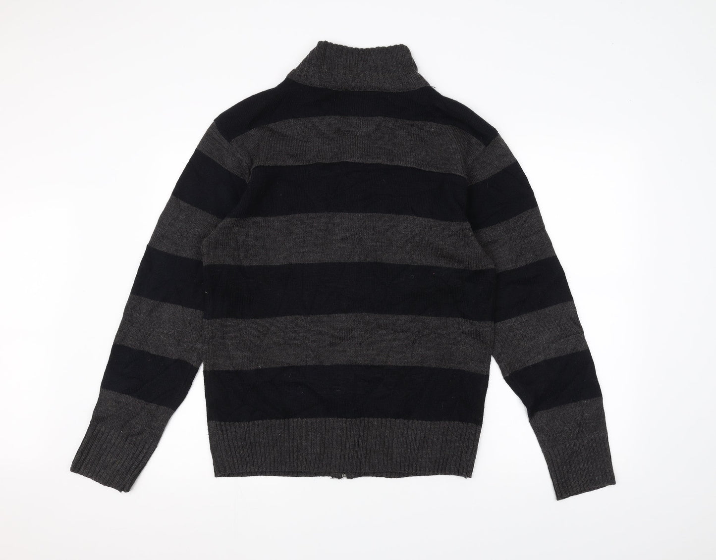 Lee Cooper Mens Grey Striped  Full Zip Jumper Size M