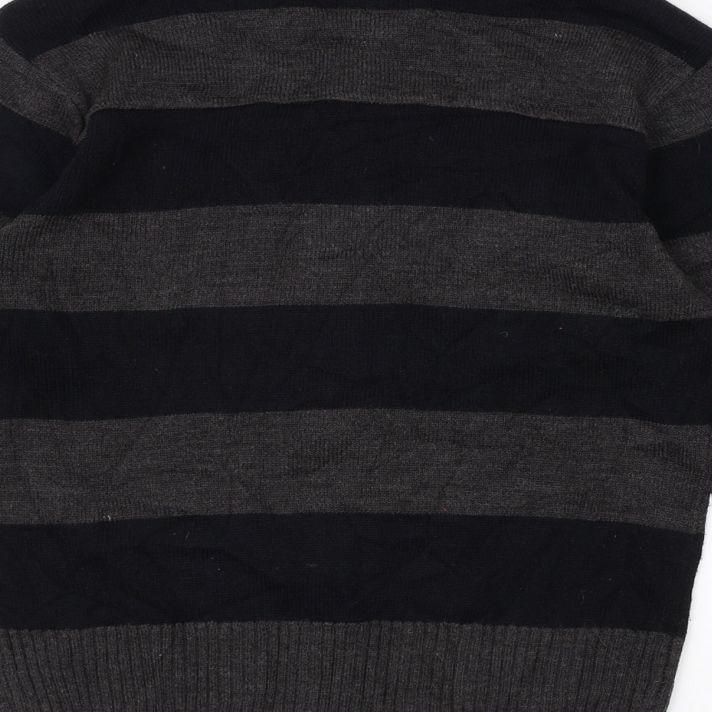 Lee Cooper Mens Grey Striped  Full Zip Jumper Size M