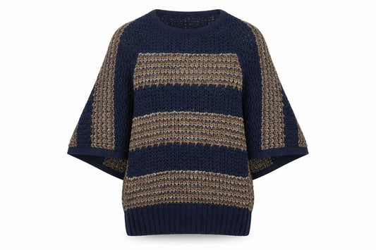 Pull&Bear Womens Blue Striped Knit Pullover Jumper Size M