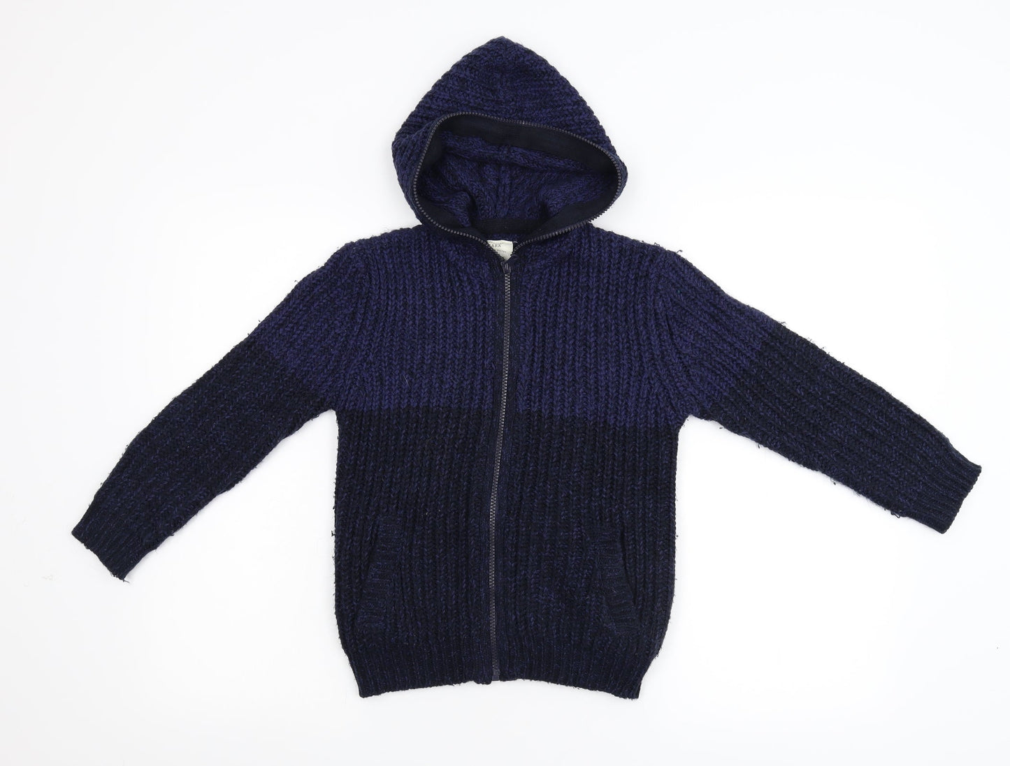 Zara Boys Blue  Knit Full Zip Hoodie Size 7 Years