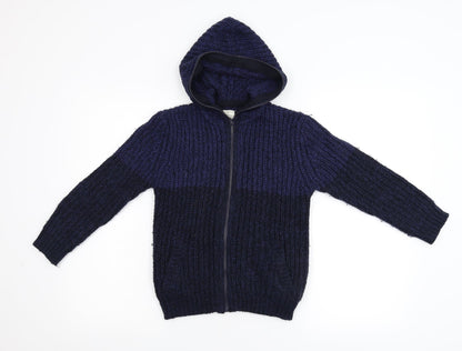 Zara Boys Blue  Knit Full Zip Hoodie Size 7 Years