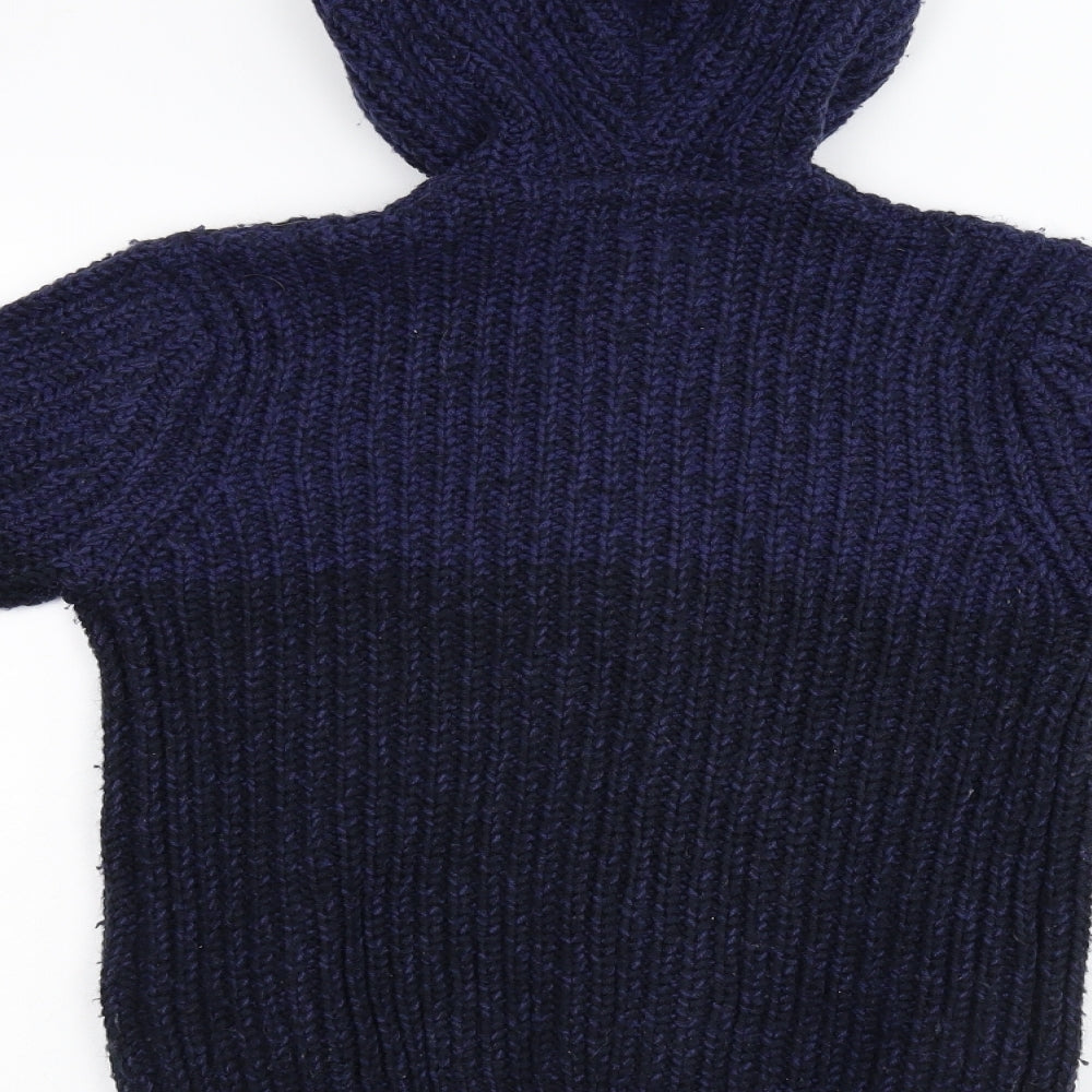 Zara Boys Blue  Knit Full Zip Hoodie Size 7 Years