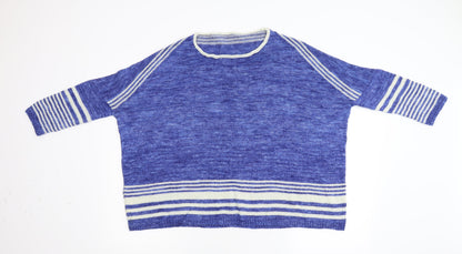 Preworn Womens Blue Striped Knit Pullover Jumper Size L