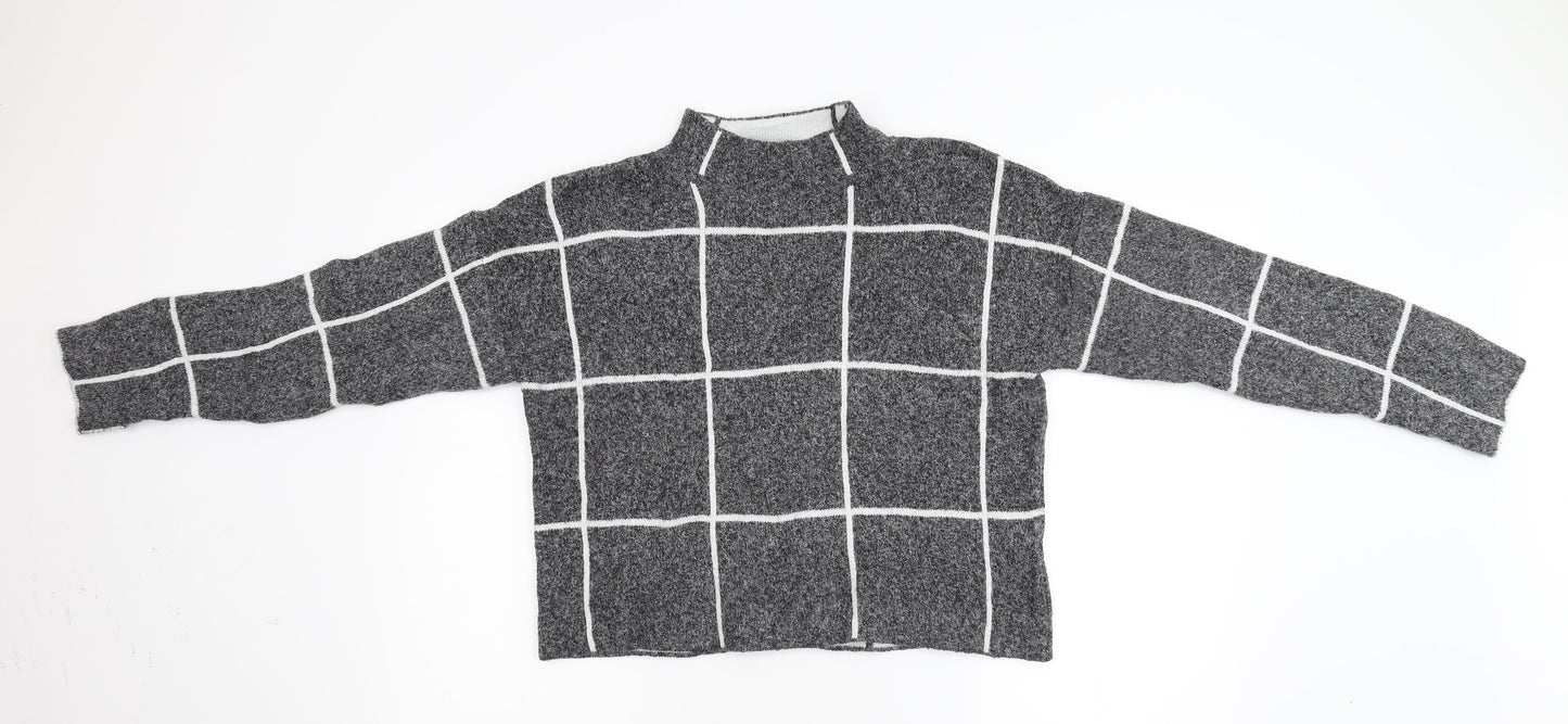 Primark Womens Grey Check Knit Pullover Jumper Size M