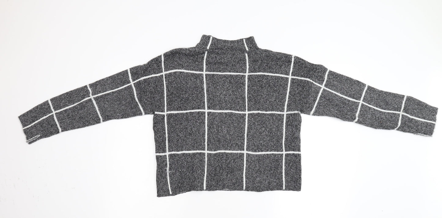 Primark Womens Grey Check Knit Pullover Jumper Size M
