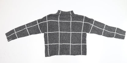 Primark Womens Grey Check Knit Pullover Jumper Size M