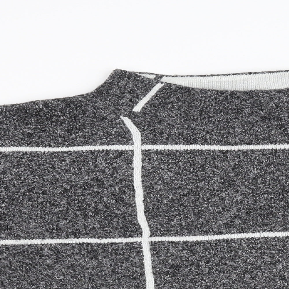 Primark Womens Grey Check Knit Pullover Jumper Size M