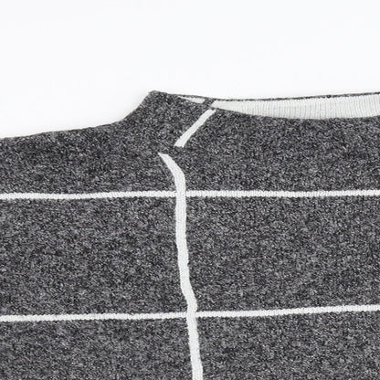 Primark Womens Grey Check Knit Pullover Jumper Size M