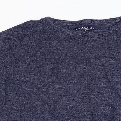 Criminal Mens Blue  Knit Pullover Jumper Size M