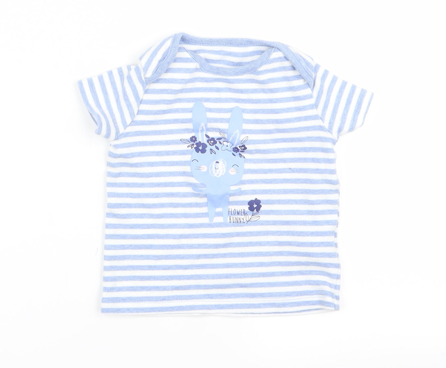 F&F Baby Blue Striped  Basic T-Shirt Size 12 Months