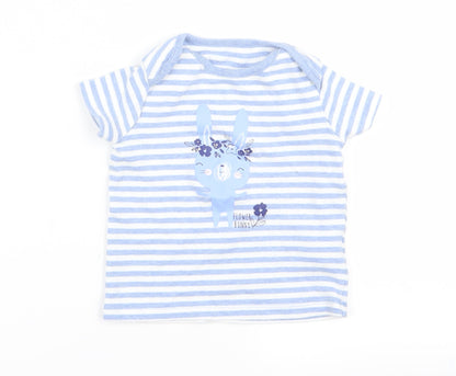 F&F Baby Blue Striped  Basic T-Shirt Size 12 Months