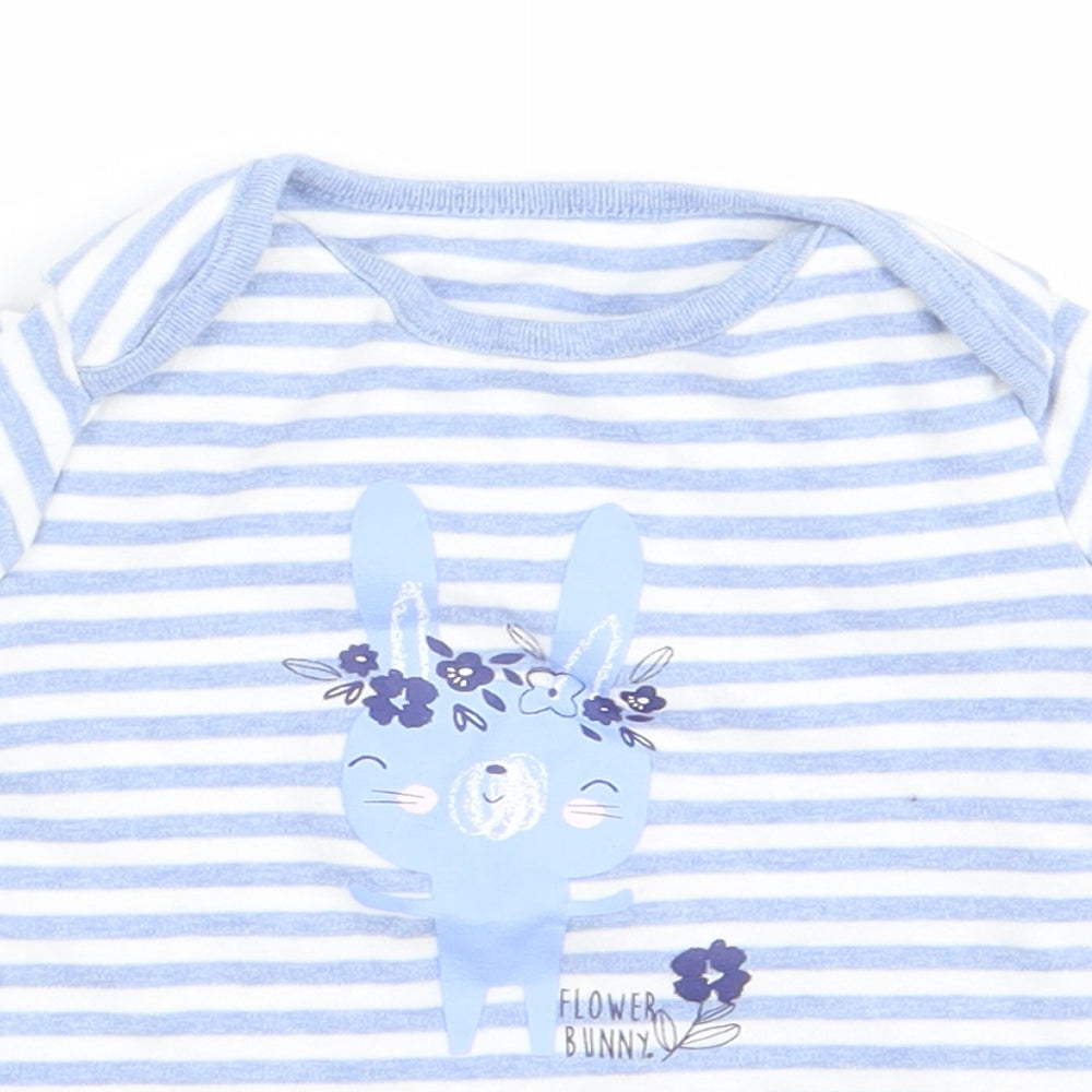 F&F Baby Blue Striped  Basic T-Shirt Size 12 Months