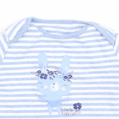 F&F Baby Blue Striped  Basic T-Shirt Size 12 Months