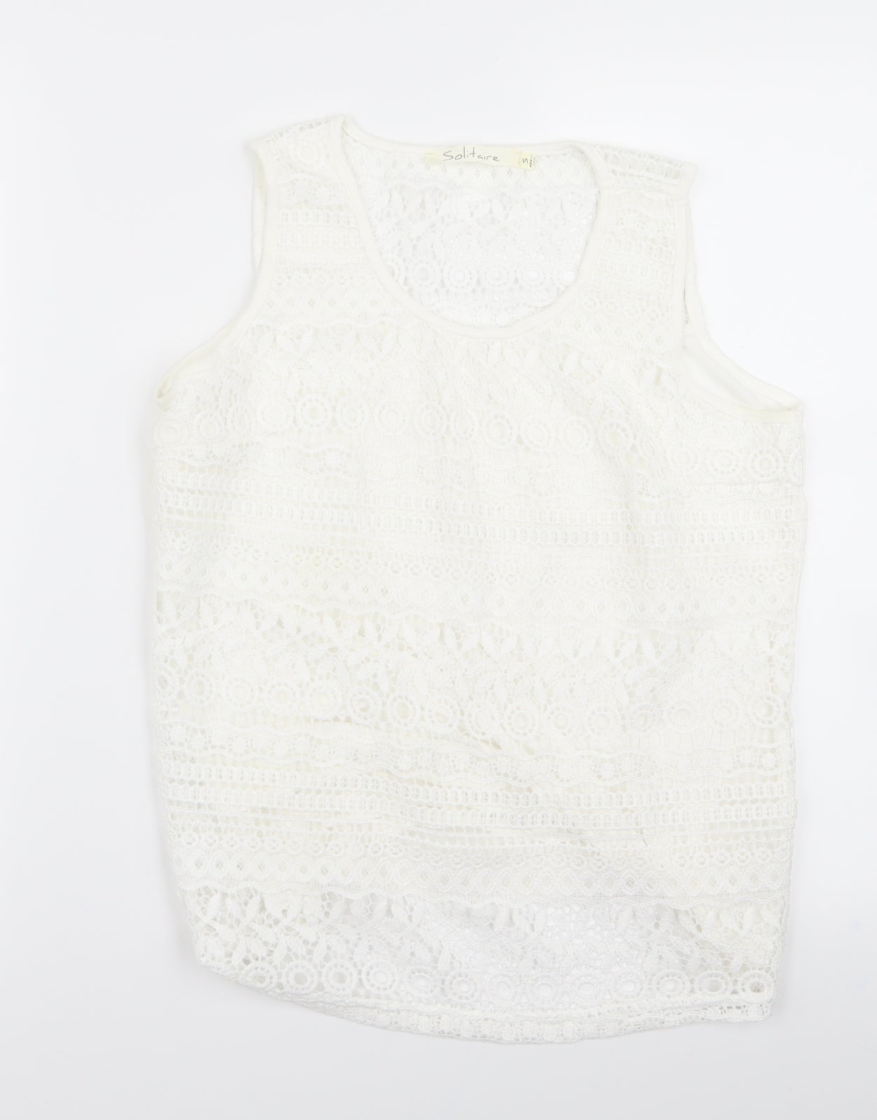 Womens UK Size 12 Preworn White Basic Tank