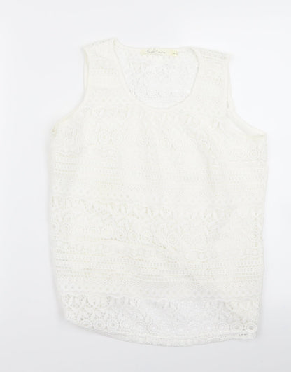 Womens UK Size 12 Preworn White Basic Tank