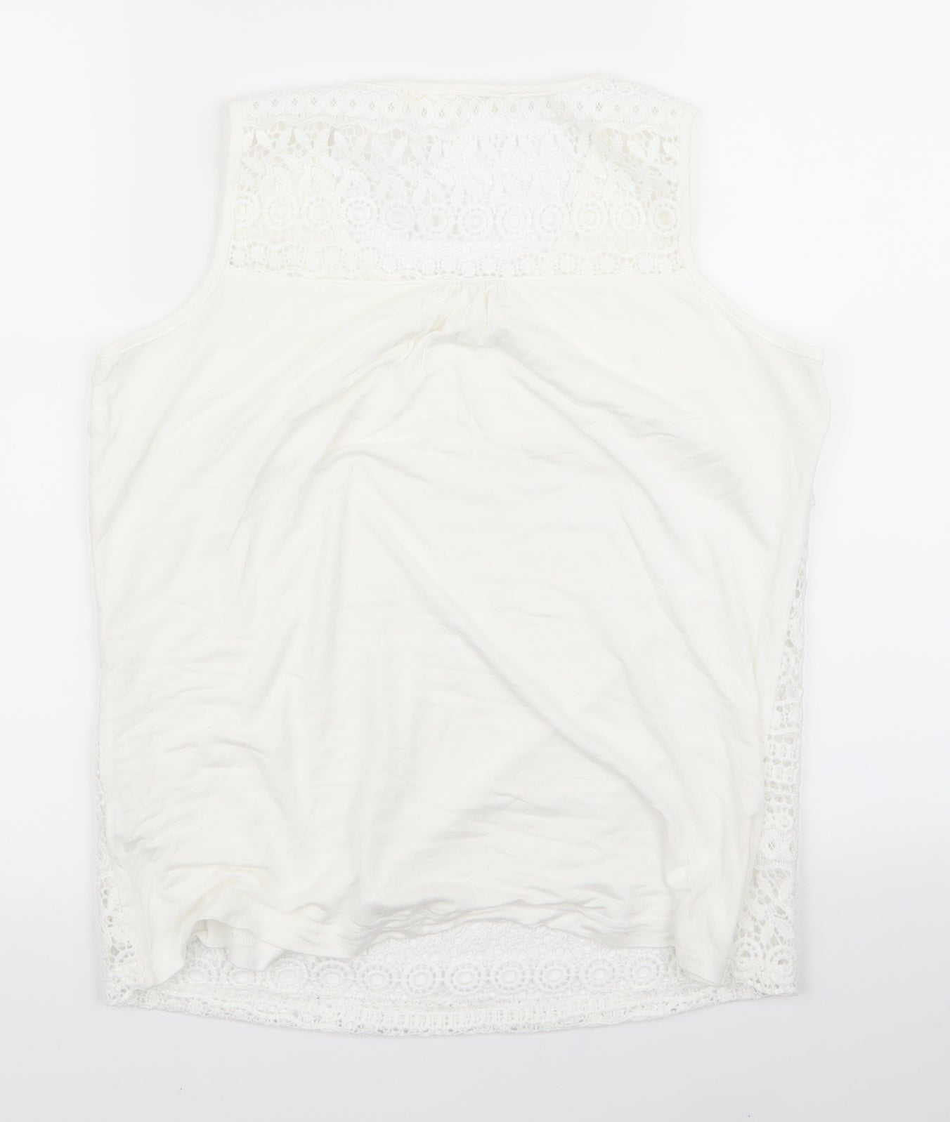 Womens UK Size 12 Preworn White Basic Tank